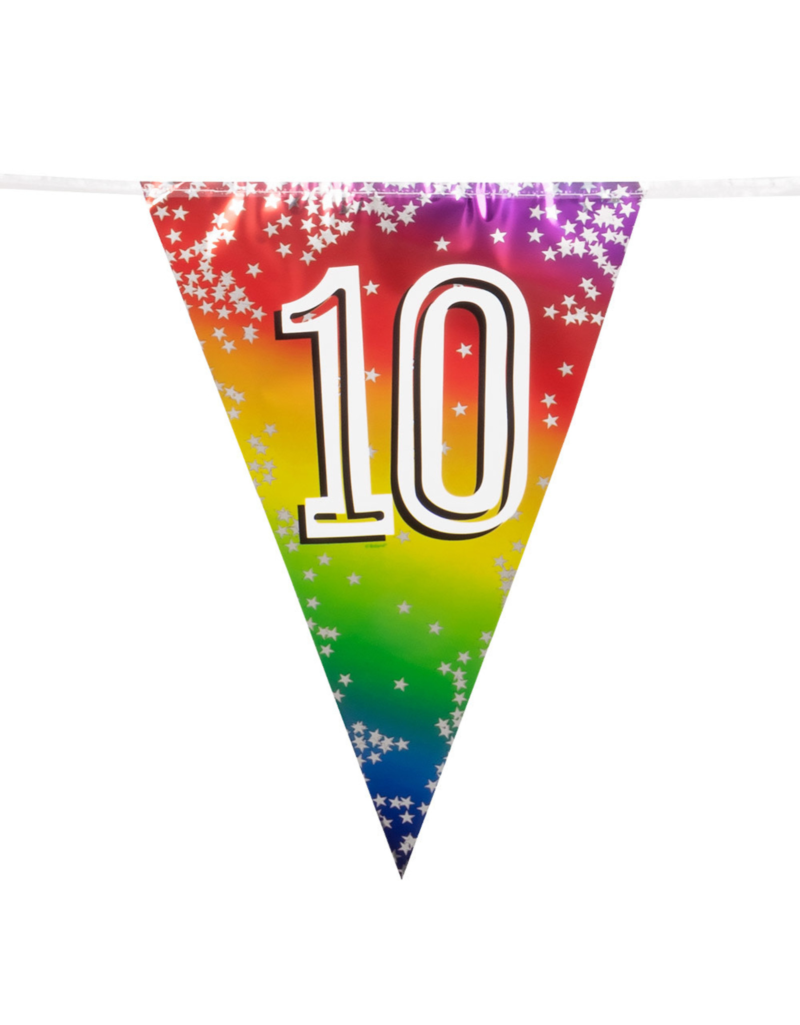 Vlaggenlijn metallic rainbow 10 jaar 6 meter