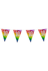 Boland vlaggenlijn metallic regenboog cijfer 10