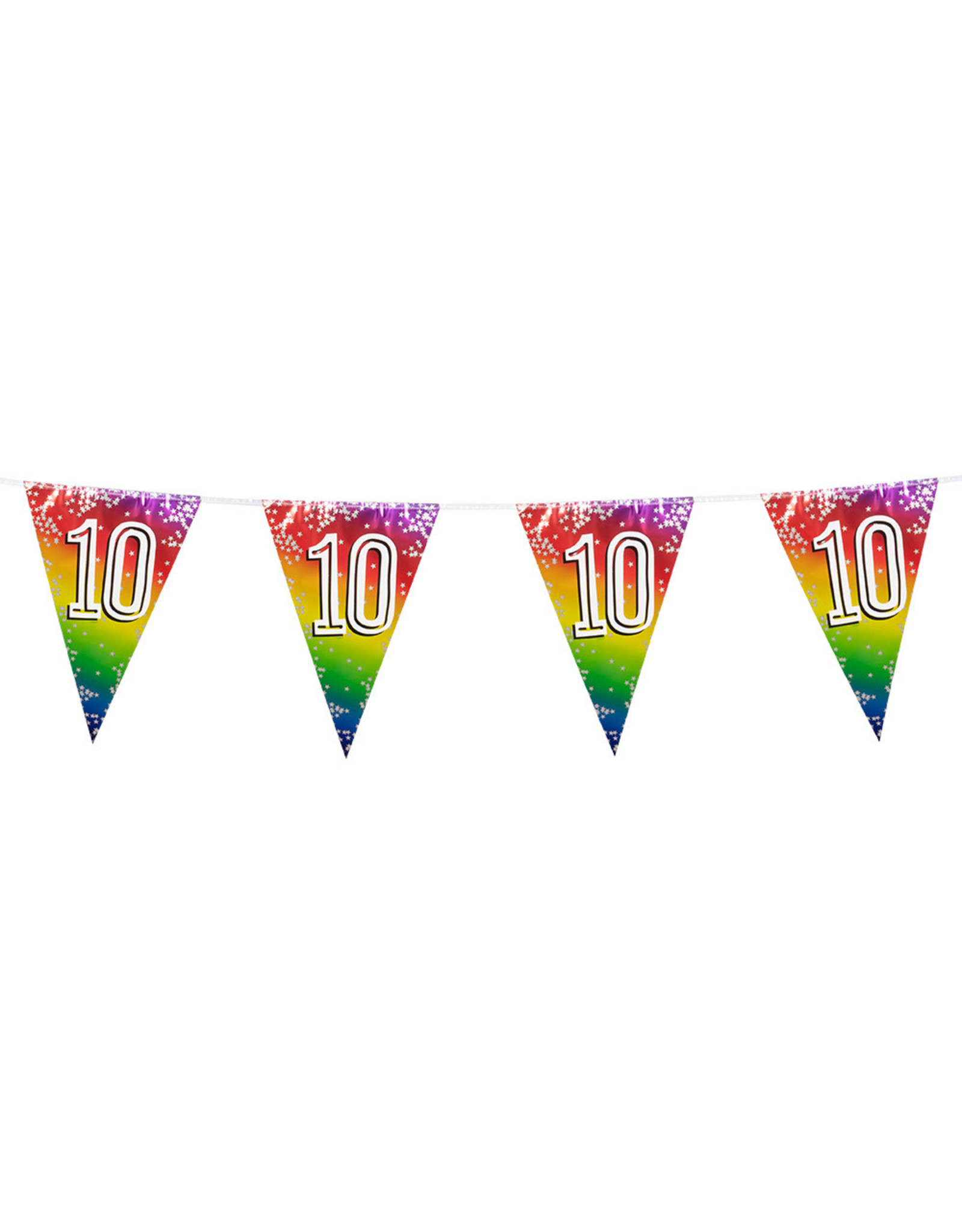 Vlaggenlijn metallic rainbow 10 jaar 6 meter