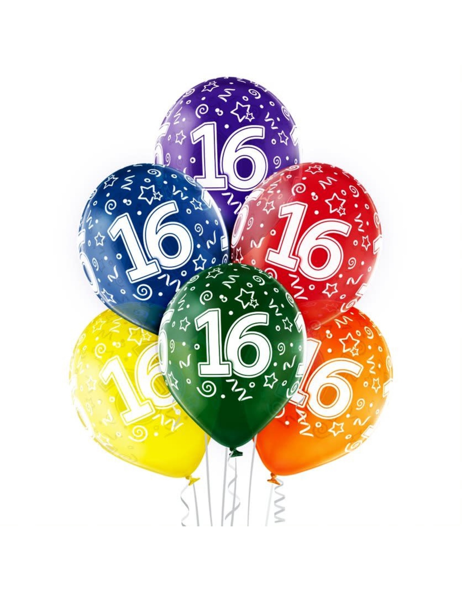 Belbal latex ballonnen 16th birthday 6 stuks