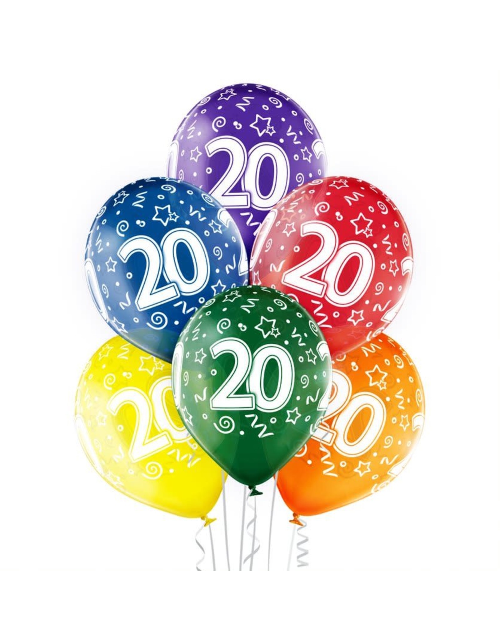 Belbal latex ballonnen 20th birthday 6 stuks
