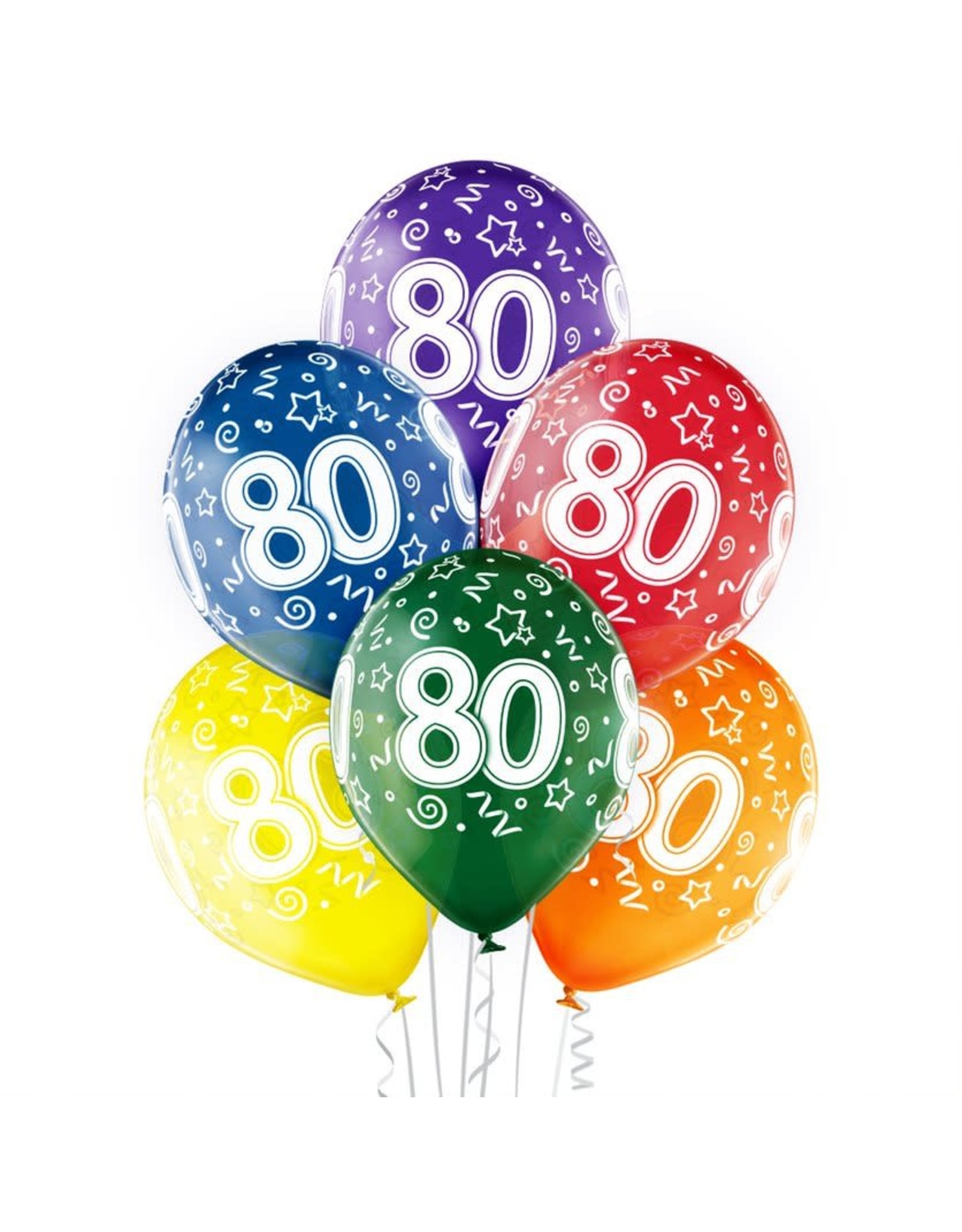 Belbal latex ballonnen 80th birthday 6 stuks