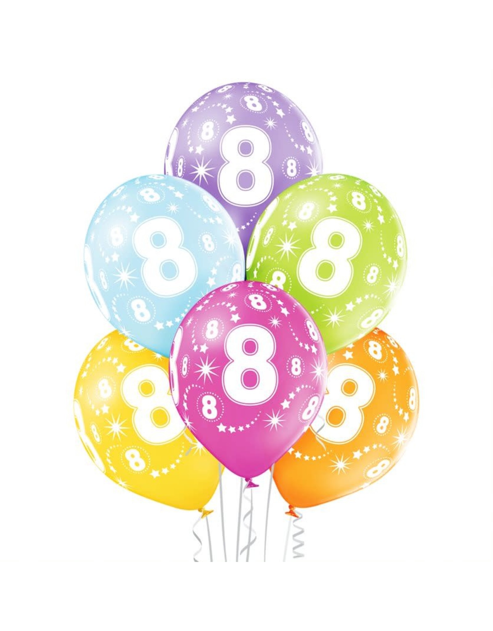 Belbal latex ballonnen 8th birthday 6 stuks