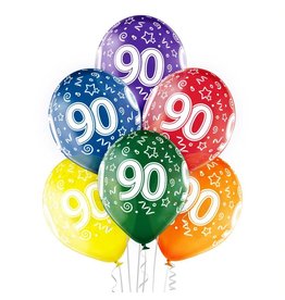 Belbal latex ballonnen 90th birthday 6 stuks