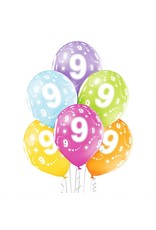 Belbal latex ballonnen 9th birthday 6 stuks