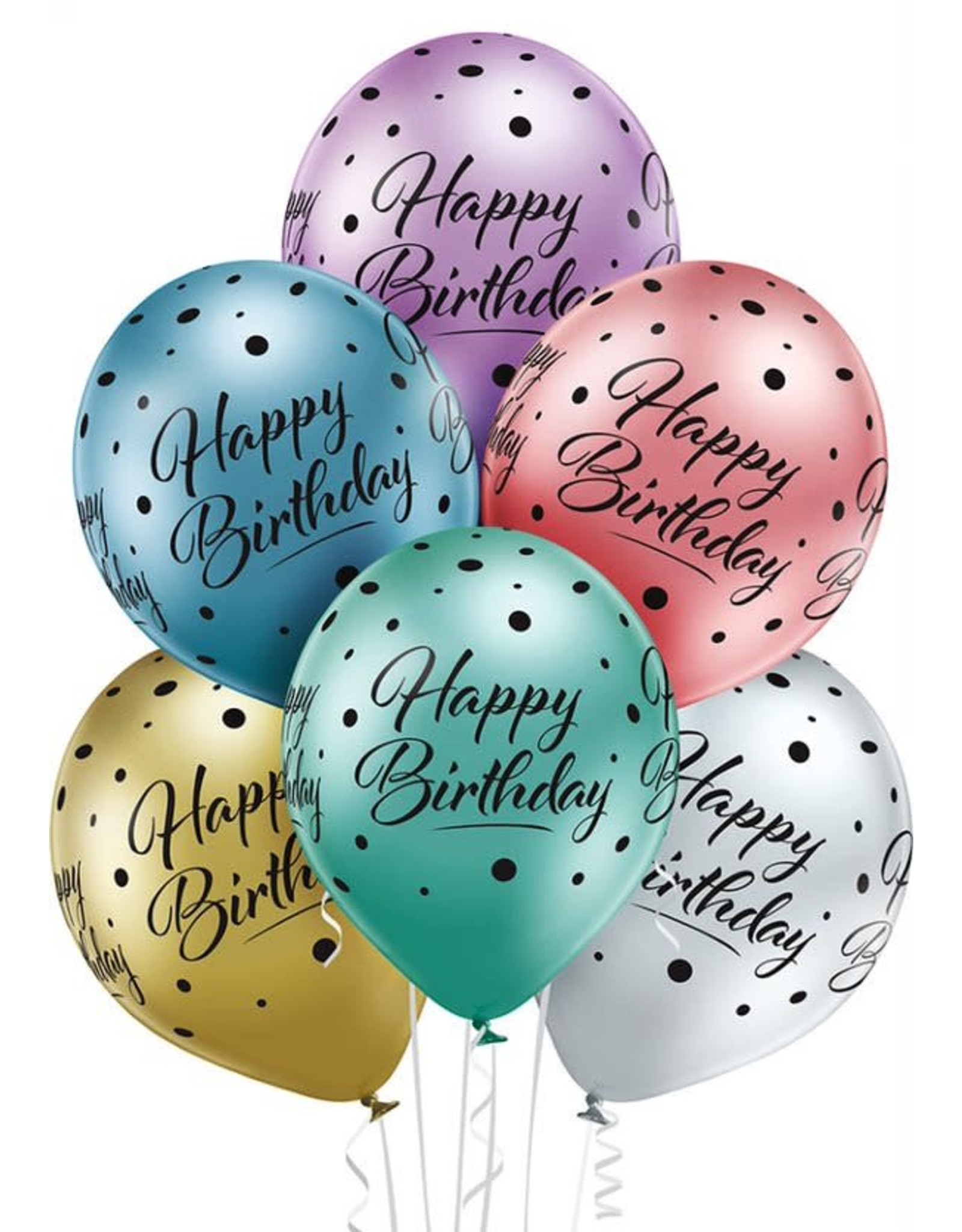 Belbal latex ballonnen chroom happy birthday 6 stuks
