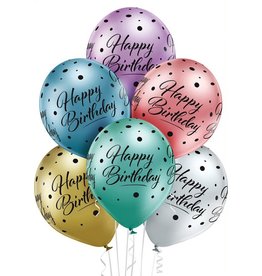 Belbal latex ballonnen chroom happy birthday 6 stuks