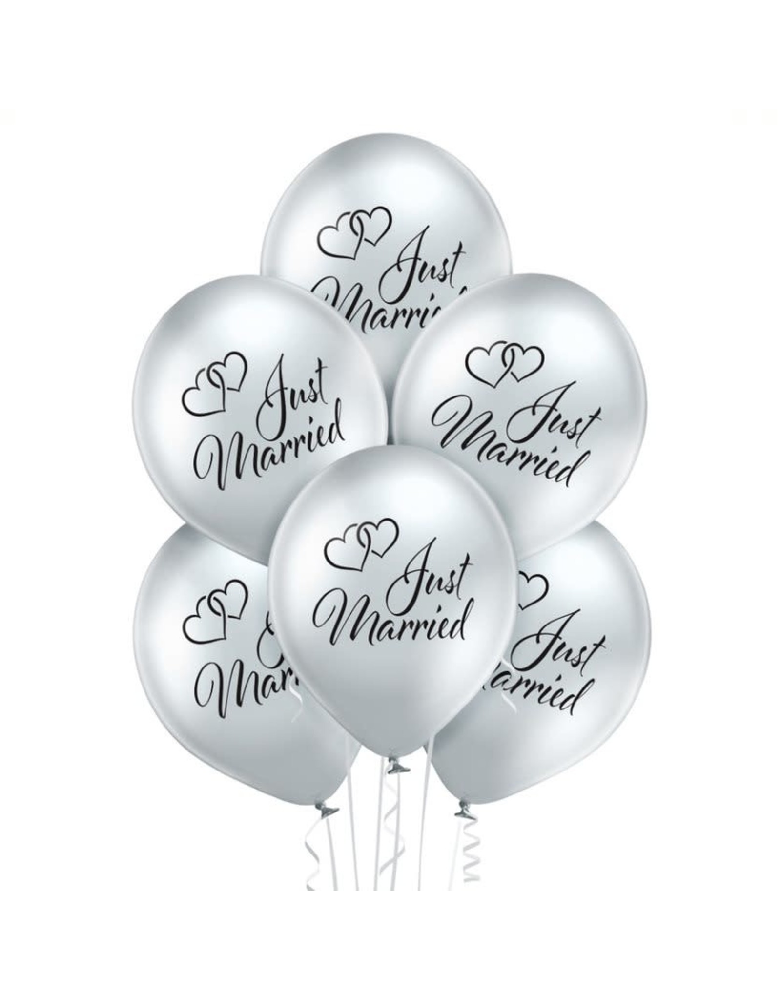 Belbal latex ballonnen chroom just married 6 stuks