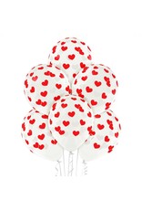 Belbal latex ballonnen transparant hart rood 6 stuks