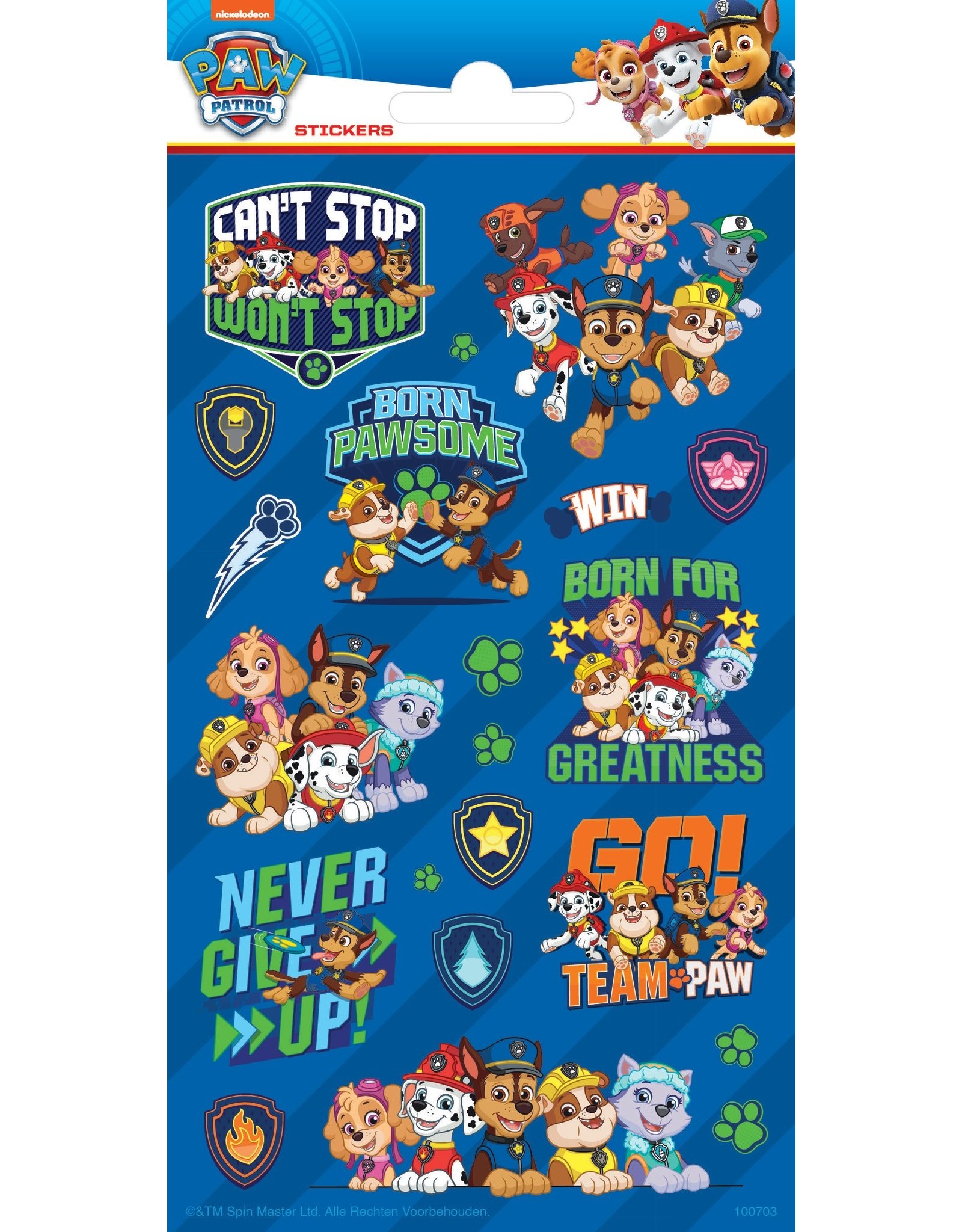 Paw patrol stickervel 1 stuk