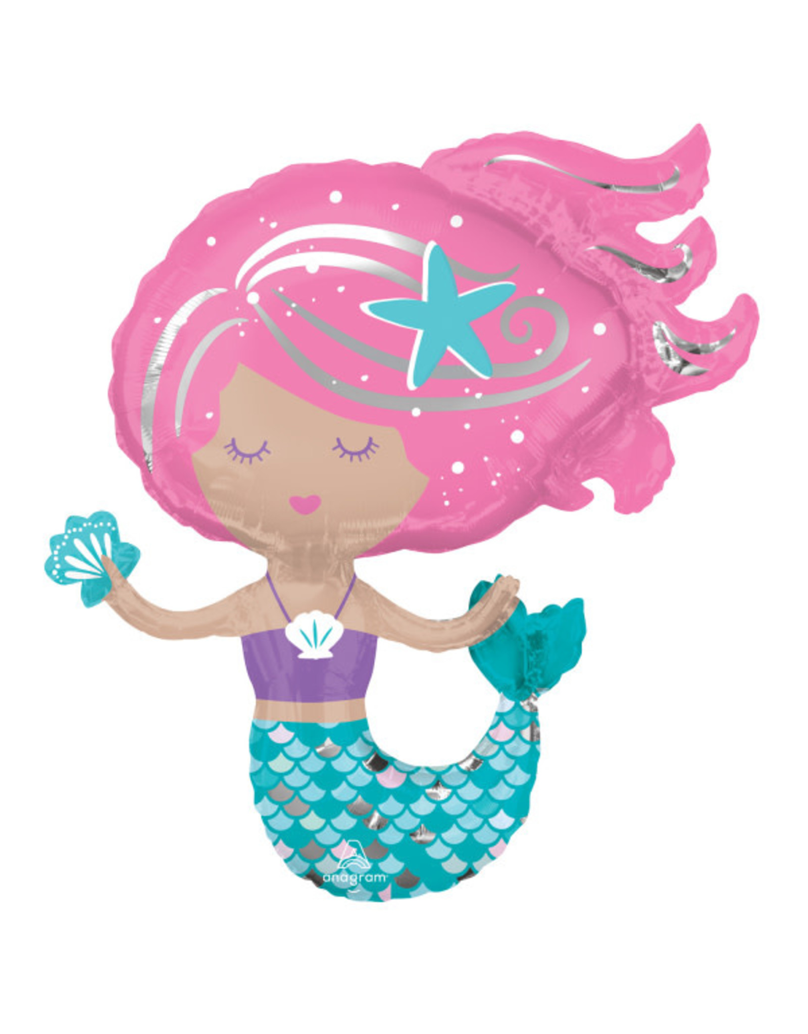 Folieballon supershape cute mermaid 73 x 76 cm