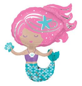 Folieballon supershape cute mermaid 73 x 76 cm