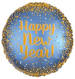 Amscan folieballon happy new year blauw/goud 43 cm