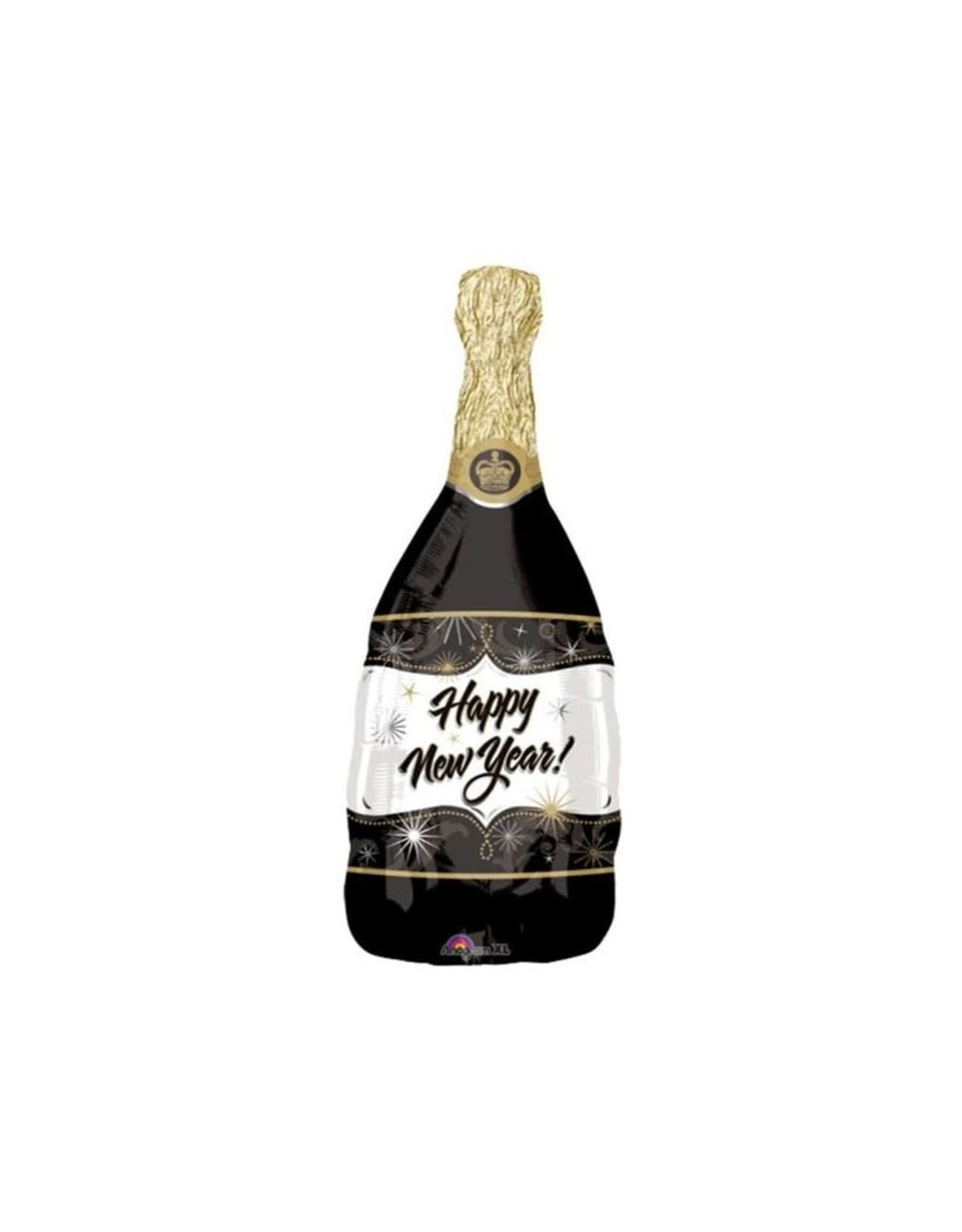 Amscan folieballon happy new year champagne fles 91 cm