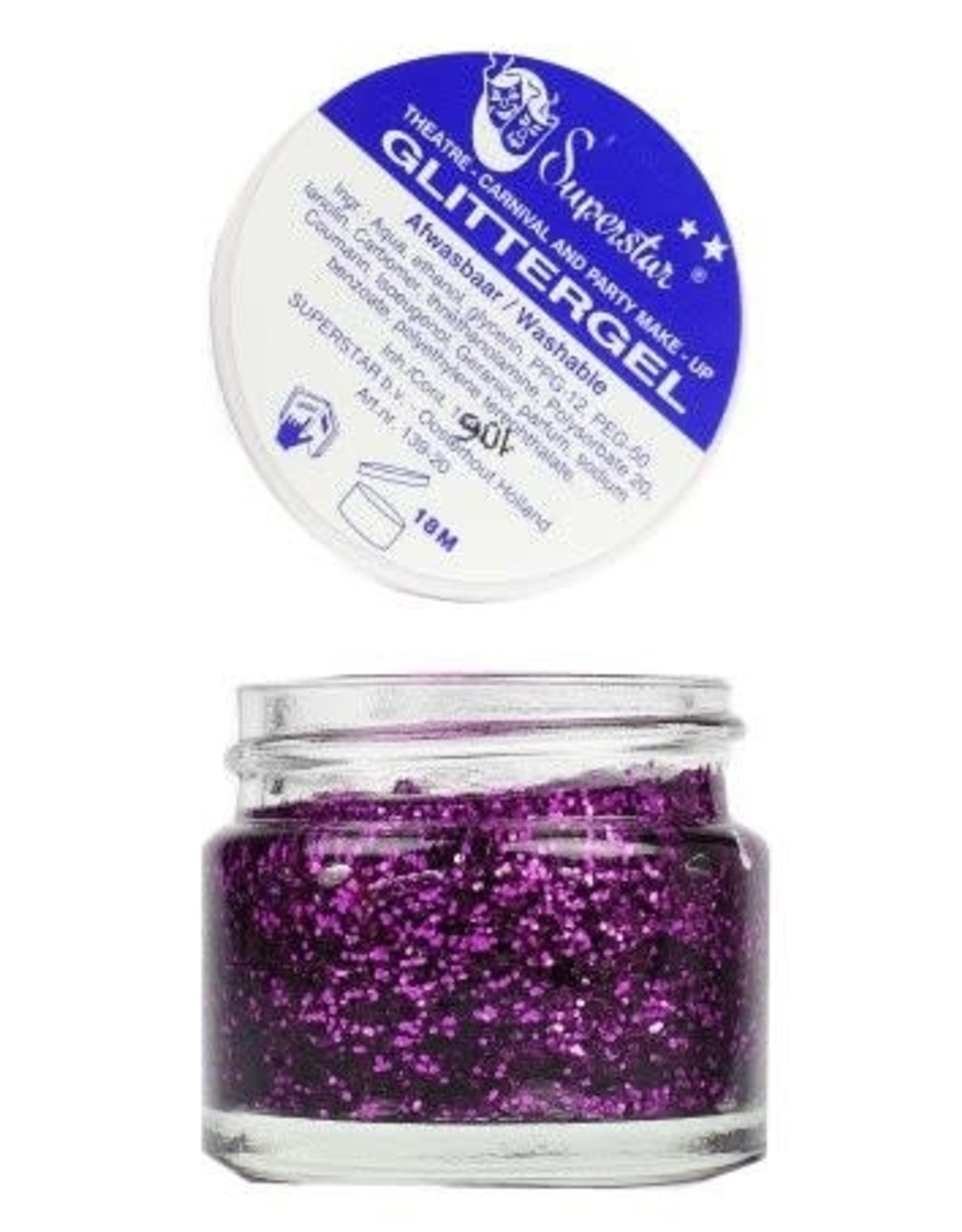 Superstar glittergel huid&haar paars 20 ml