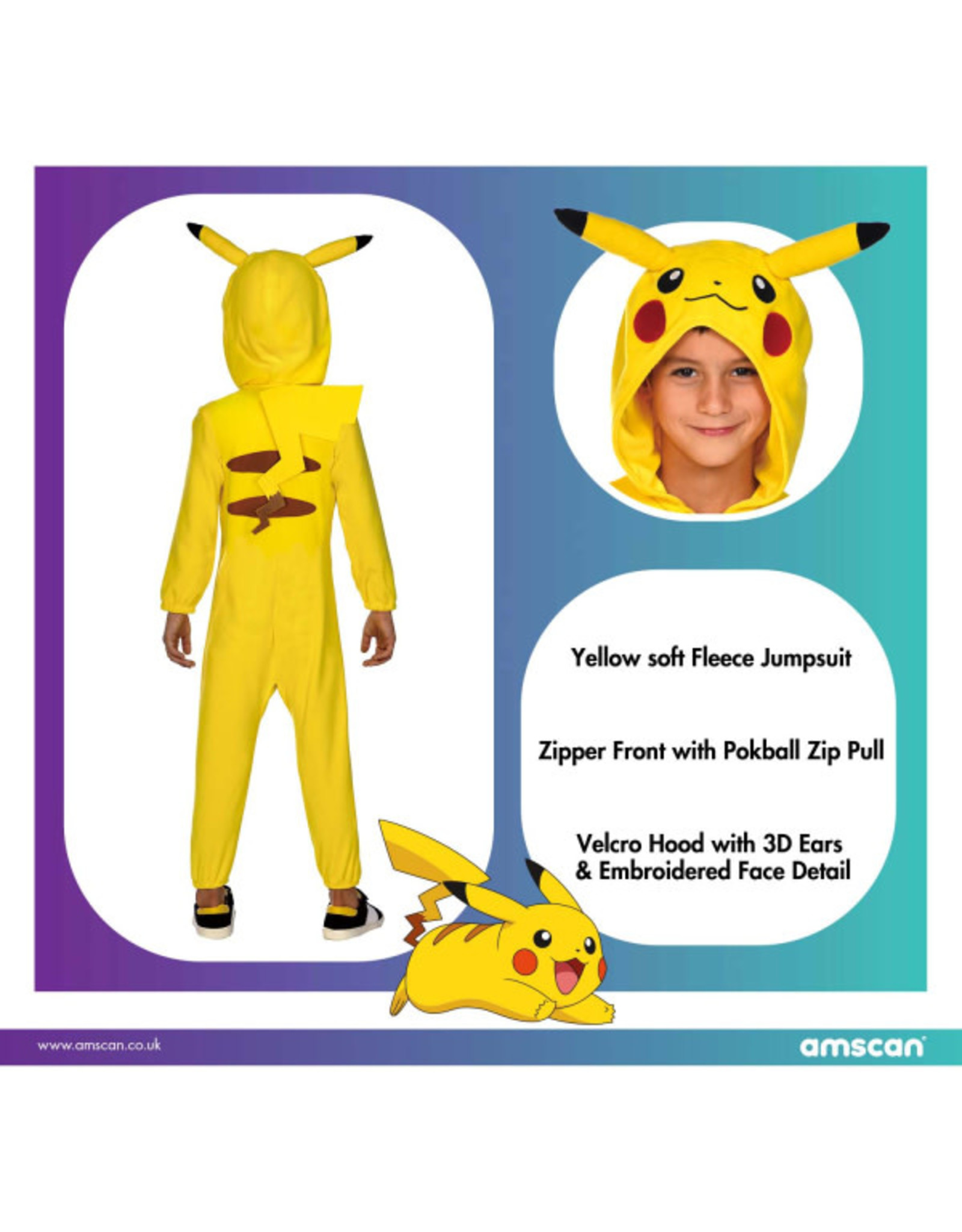 Amscan Pokemon Pikachu jumpsuit 8-10 jaar