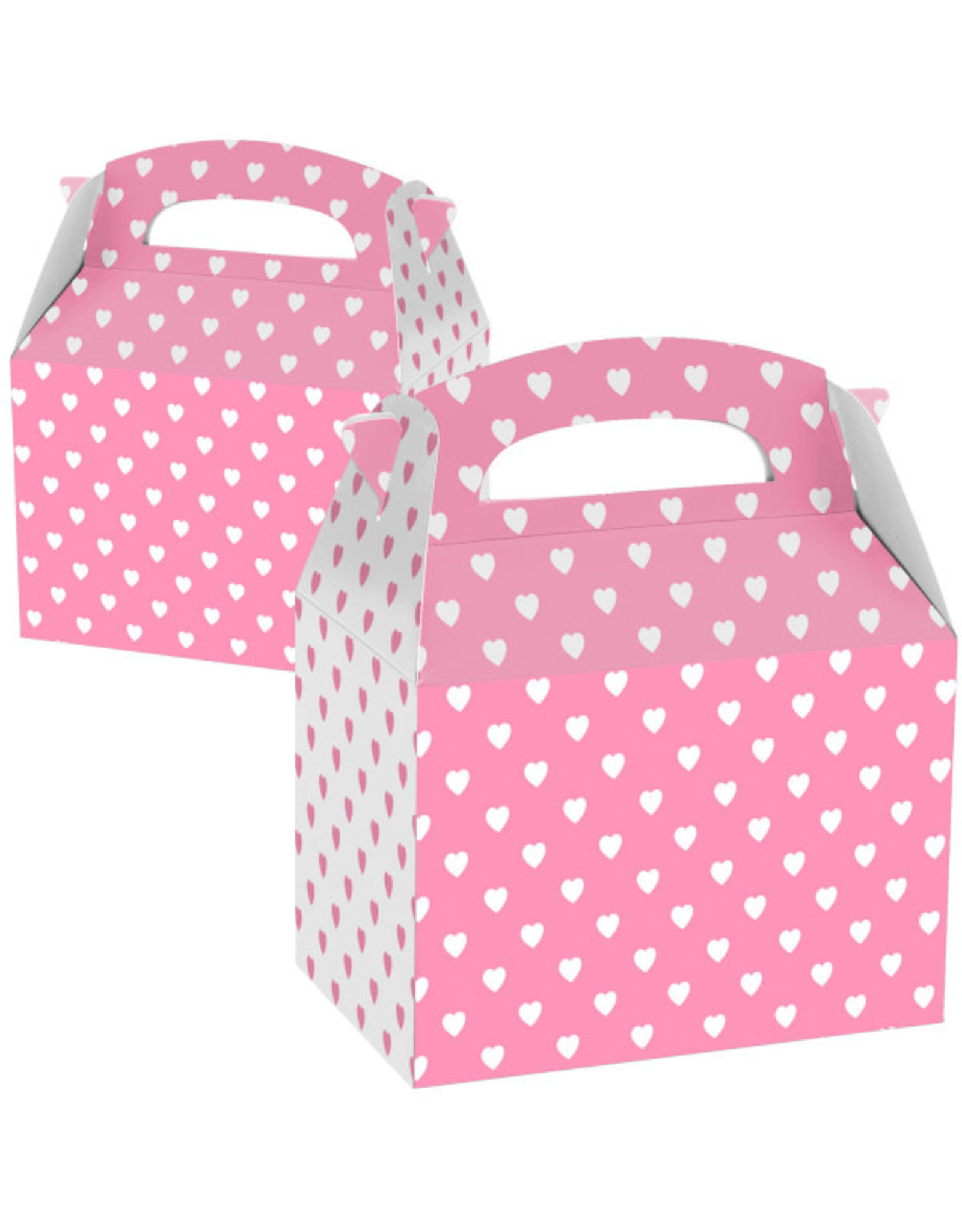 Partybox hart roze/wit 10 x 15 x 10 cm