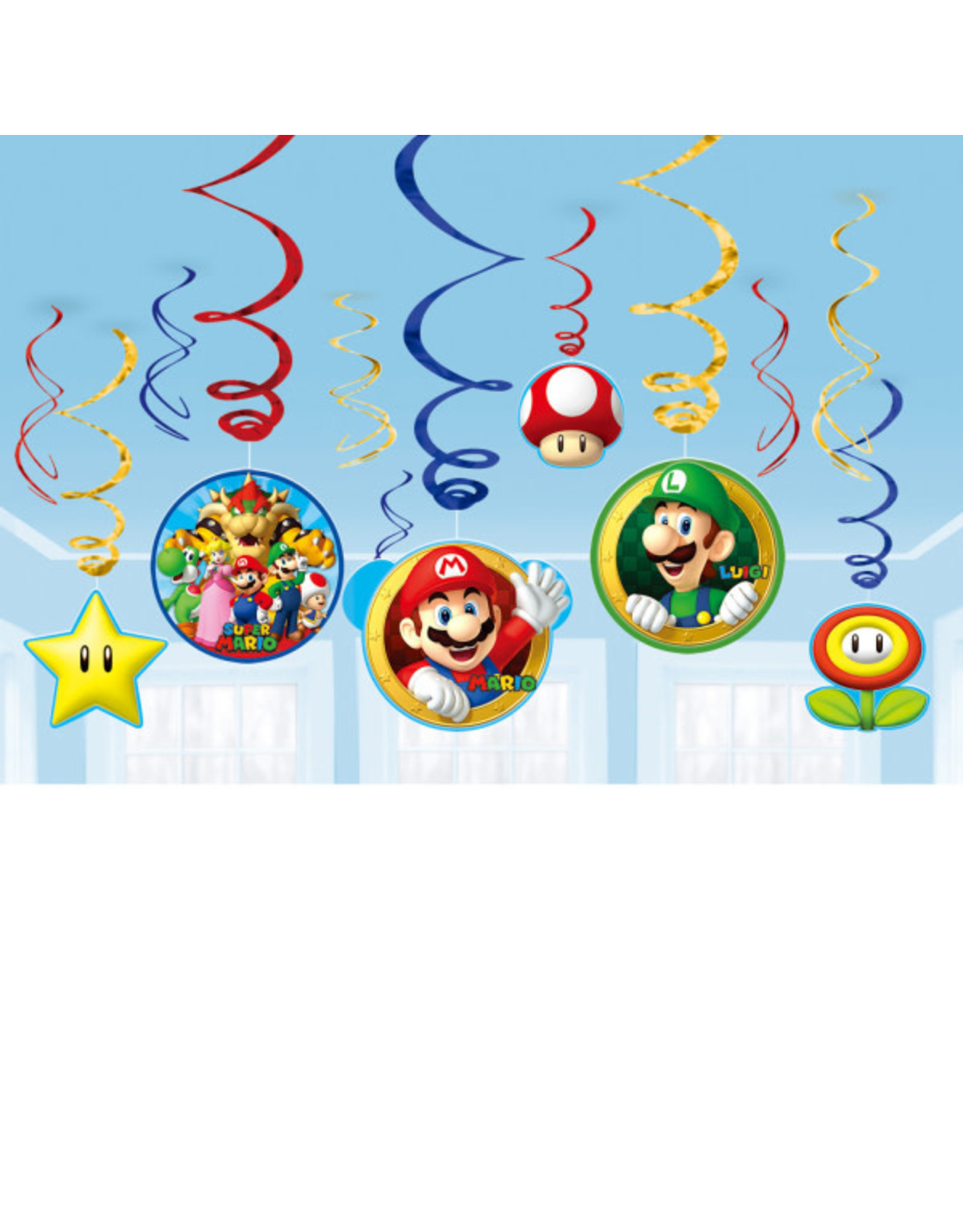 Super Mario swirl hangdecoratie 12-delig