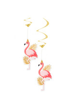 Boland Flamingo hangdecoratie swirls 2-delig