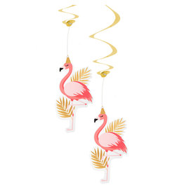 Boland Flamingo hangdecoratie swirls 2-delig
