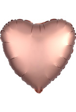 Folieballon rosé goud vorm hart 43 cm