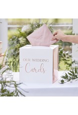 Enveloppendoos wit met rosé goud (our wedding cards)