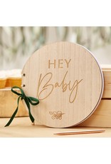 Hey Baby houten gastenboek rond