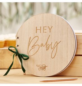 Hey Baby houten gastenboek rond