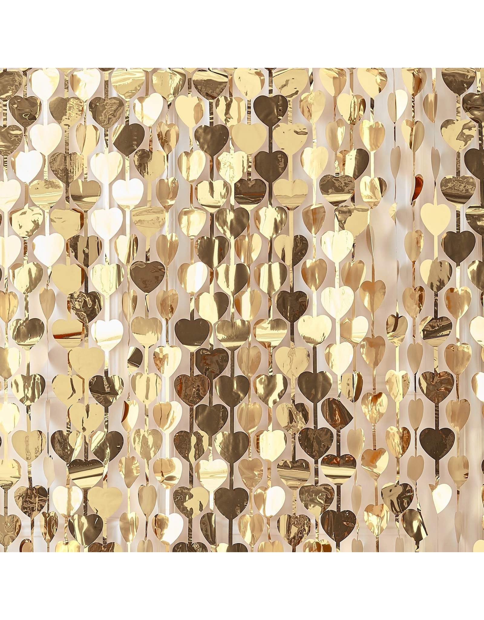 Gouden backdrop hartjes 1 x 2,50 meter