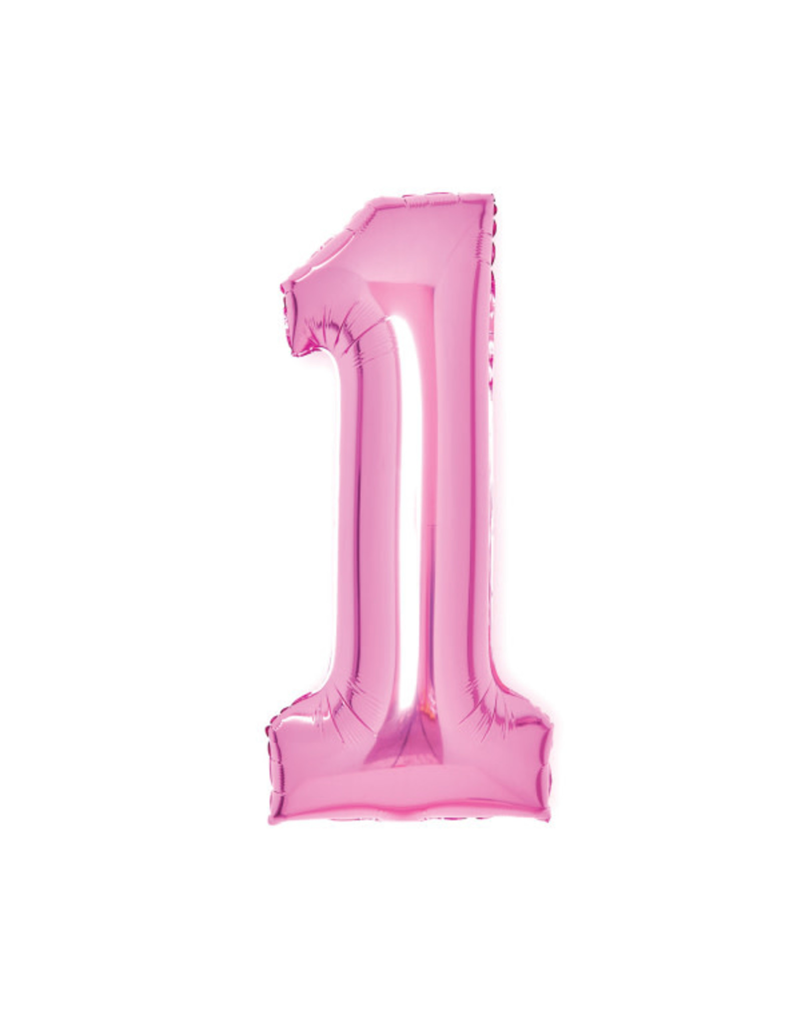 Folieballon roze cijfer 1 66 cm