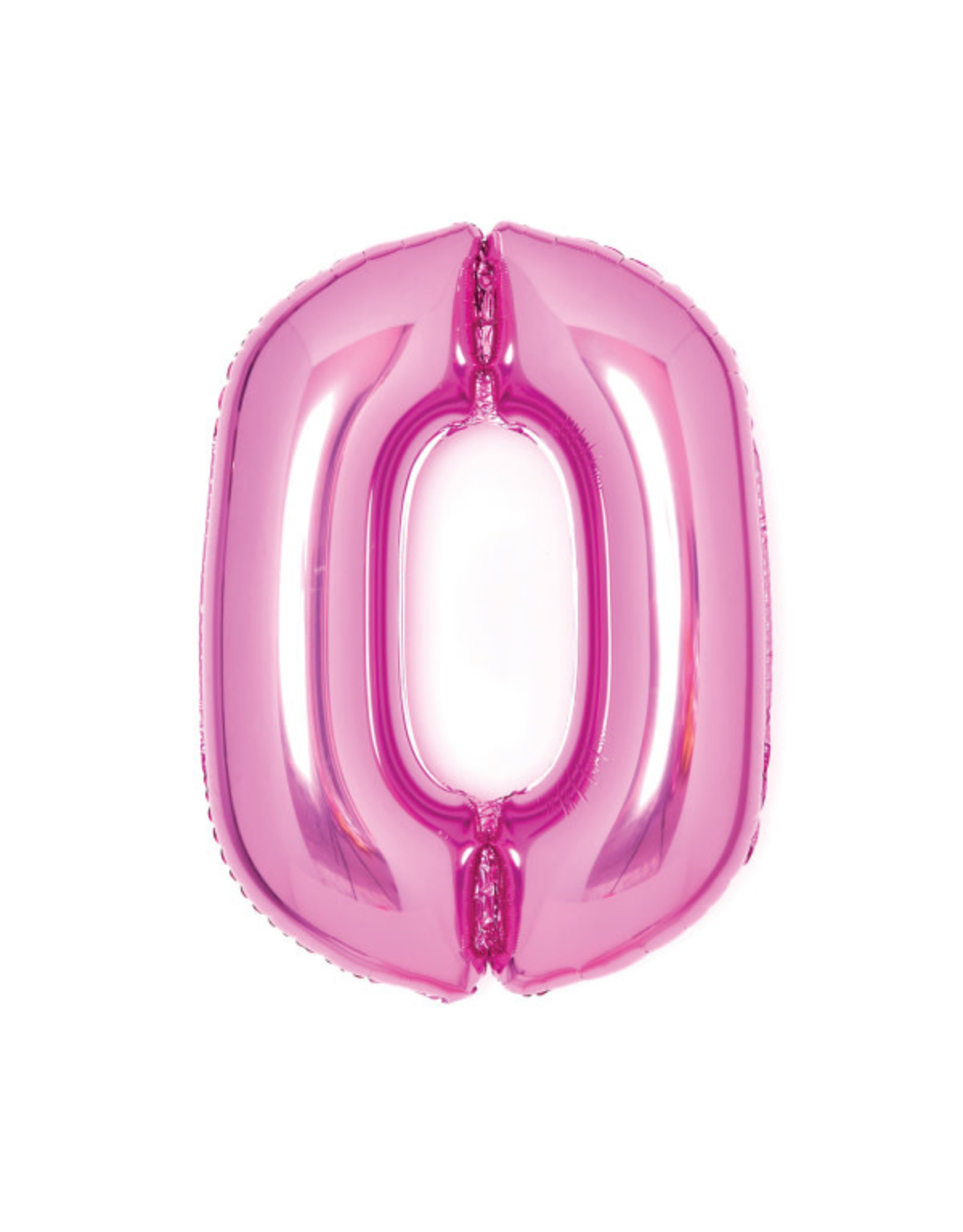 Folieballon roze cijfer 0 66 cm