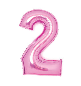 Folieballon roze cijfer 2 66 cm