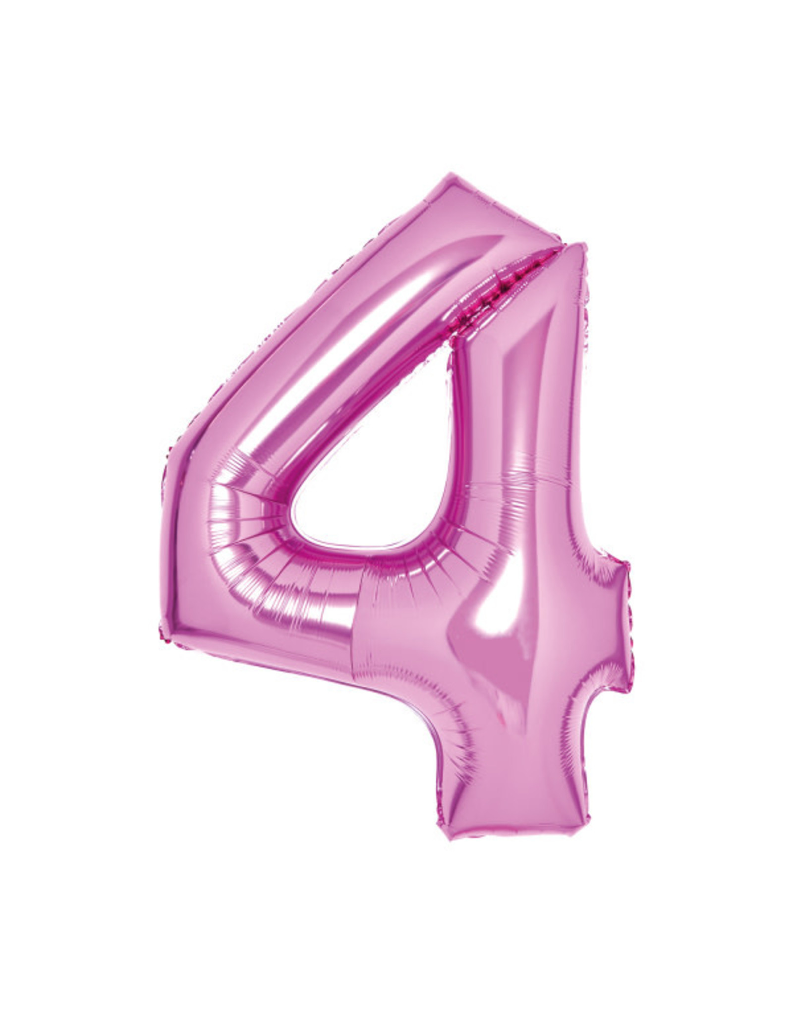 Folieballon roze cijfer 4 66 cm