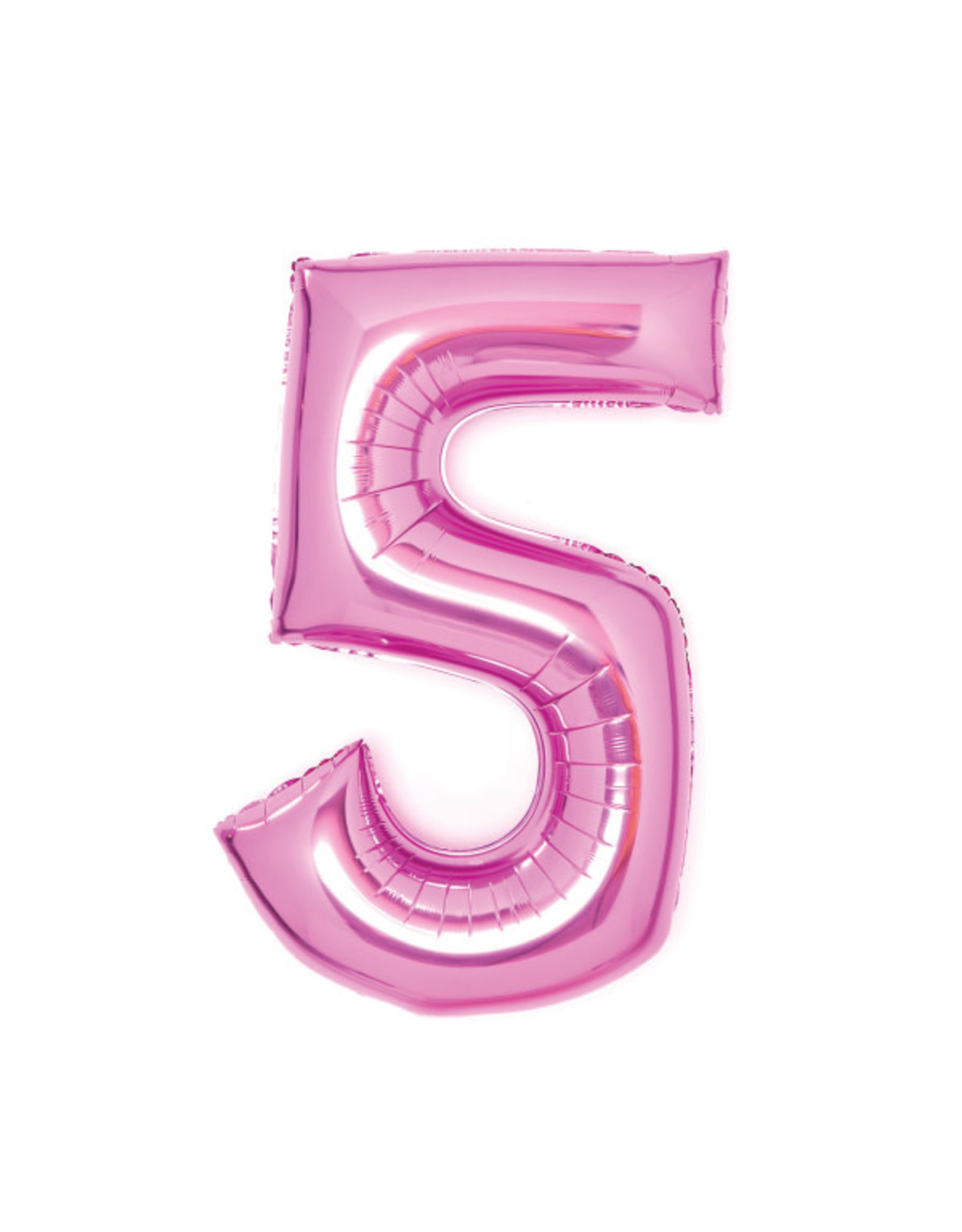 Folieballon roze cijfer 5 66 cm