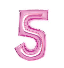 Folieballon roze cijfer 5 66 cm