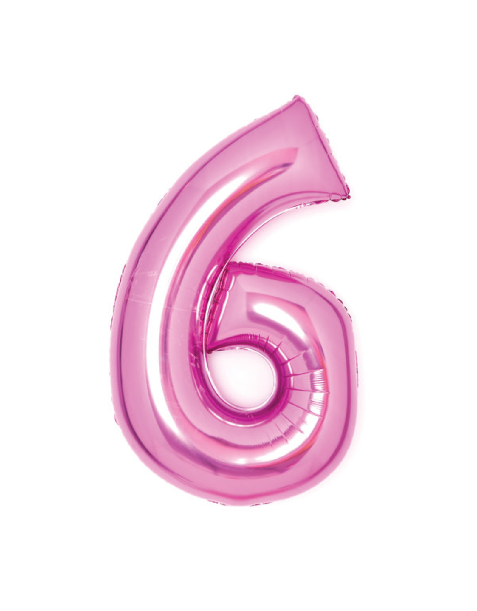 Folieballon roze cijfer 6 66 cm