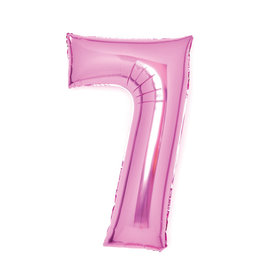 Folieballon roze cijfer 7 66 cm