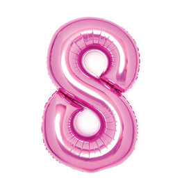 Folieballon roze cijfer 8 66 cm