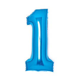 Folieballon blauw cijfer 1 66 cm