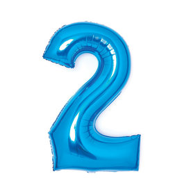 Folieballon blauw cijfer 2 66 cm