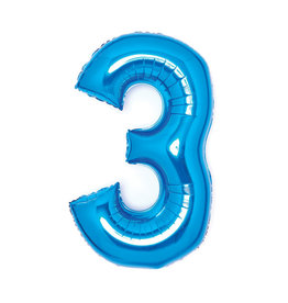 Folieballon blauw cijfer 3 66 cm