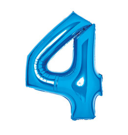 Folieballon blauw cijfer 4 66 cm