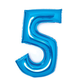 Folieballon blauw cijfer 5 66 cm