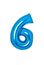 Folieballon blauw cijfer 6 66 cm