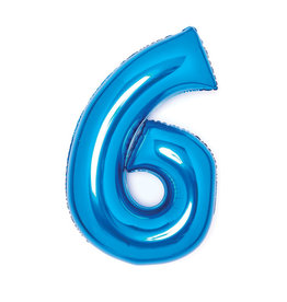 Folieballon blauw cijfer 6 66 cm