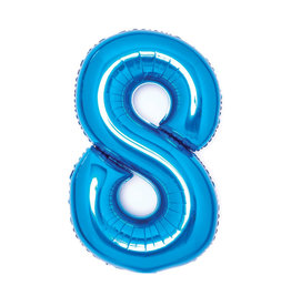 Folieballon blauw cijfer 8 66 cm