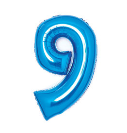 Folieballon blauw cijfer 9 66 cm