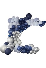 Ballonnenboogset DIY XL chrome silver + blauw 12 meter