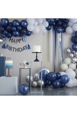 Ballonnenboogset DIY XL chrome silver + blauw 12 meter