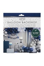 Ballonnenboogset DIY XL chrome silver + blauw 12 meter